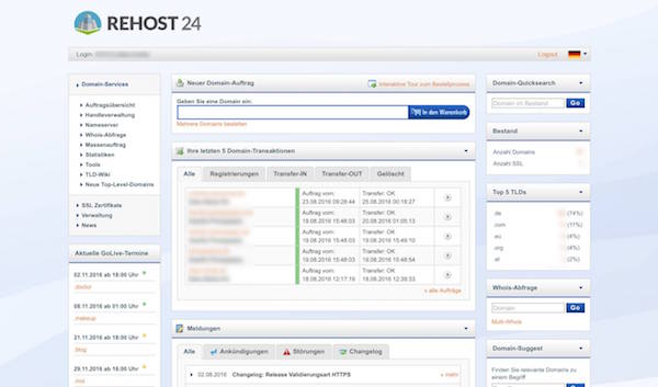 Domain-Bestellsystem: Übersicht der Domains im Reseller-Backend